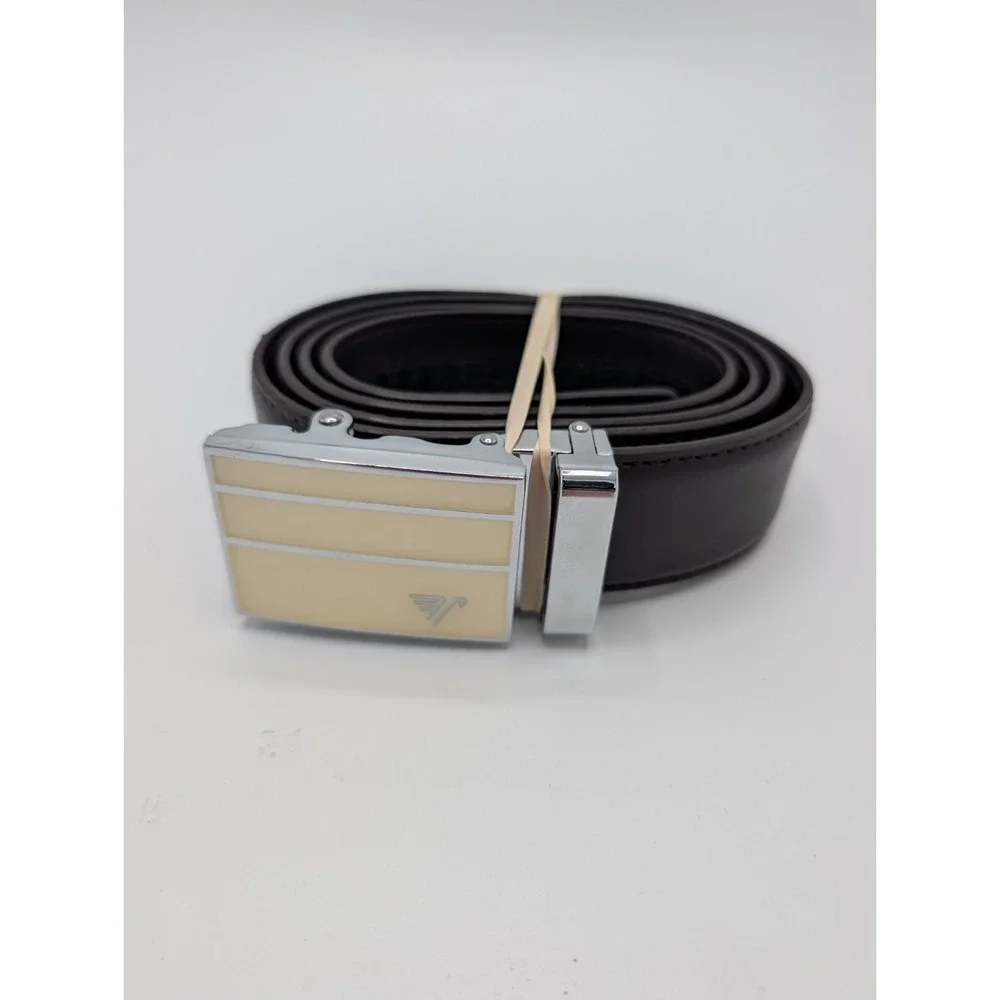 Mission Belt Brown Ratchet Belt Sliding Buckle Adjustable Leather Style Mens